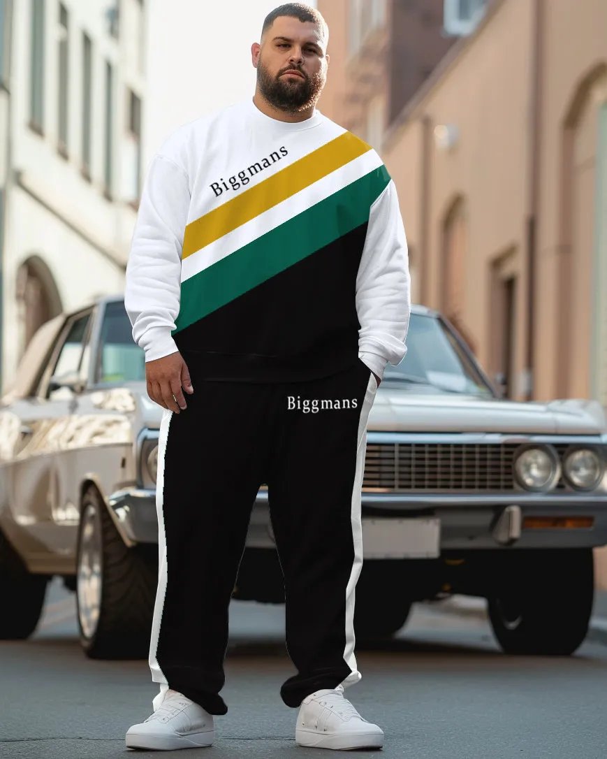 Men's Plus Size Simple Colorblock Alphabet Sweatshirt Two-Piece Set sold by Biggmans