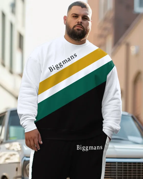 Men's Plus Size Simple Colorblock Alphabet Sweatshirt Two-Piece Set sold by Biggmans product image thumbnail 2