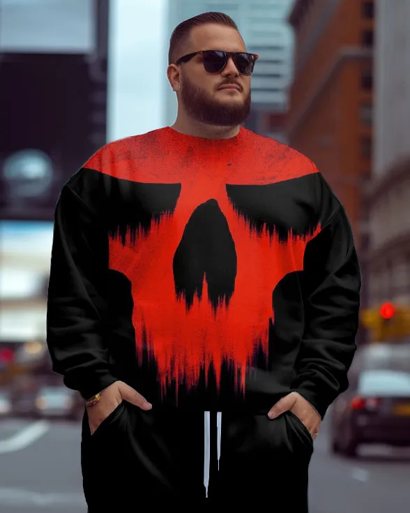 Men's Plus-size Skull On Fire Print Sweater Two-piece Set sold by Biggmans product image thumbnail 2