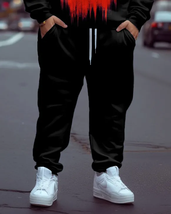 Men's Plus-size Skull On Fire Print Sweater Two-piece Set sold by Biggmans product image thumbnail 3