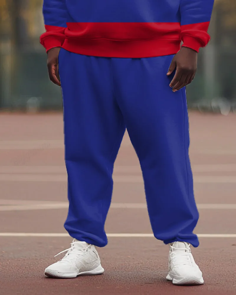 Men's Plus Size All-Match Simple Colorblock Printed Sweatshirt Two-Piece Set sold by Biggmans product image thumbnail 3