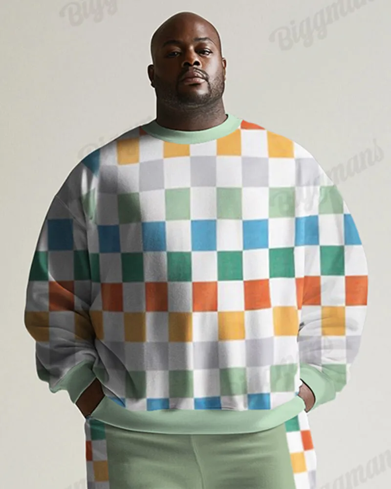 Men's Green Print Plus Size Crewneck Sweatshirt Suit sold by Biggmans product image thumbnail 2
