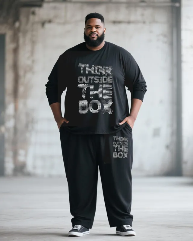 Big & Tall Men's Striped Graffiti Alphabet Print Long Sleeve T-Shirt Trousers Suit sold by Biggmans