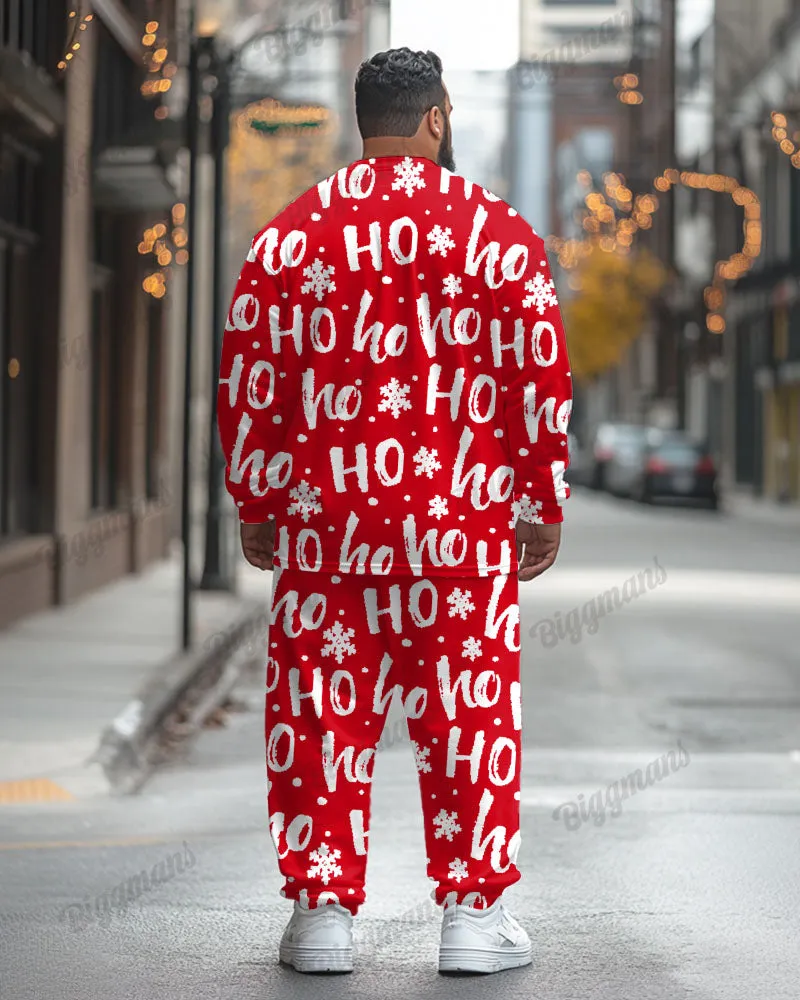 Men's Plus Size Santa Claus Funny Red Letter Print Long Sleeve T-Shirt Trousers Suit sold by Biggmans product image thumbnail 2