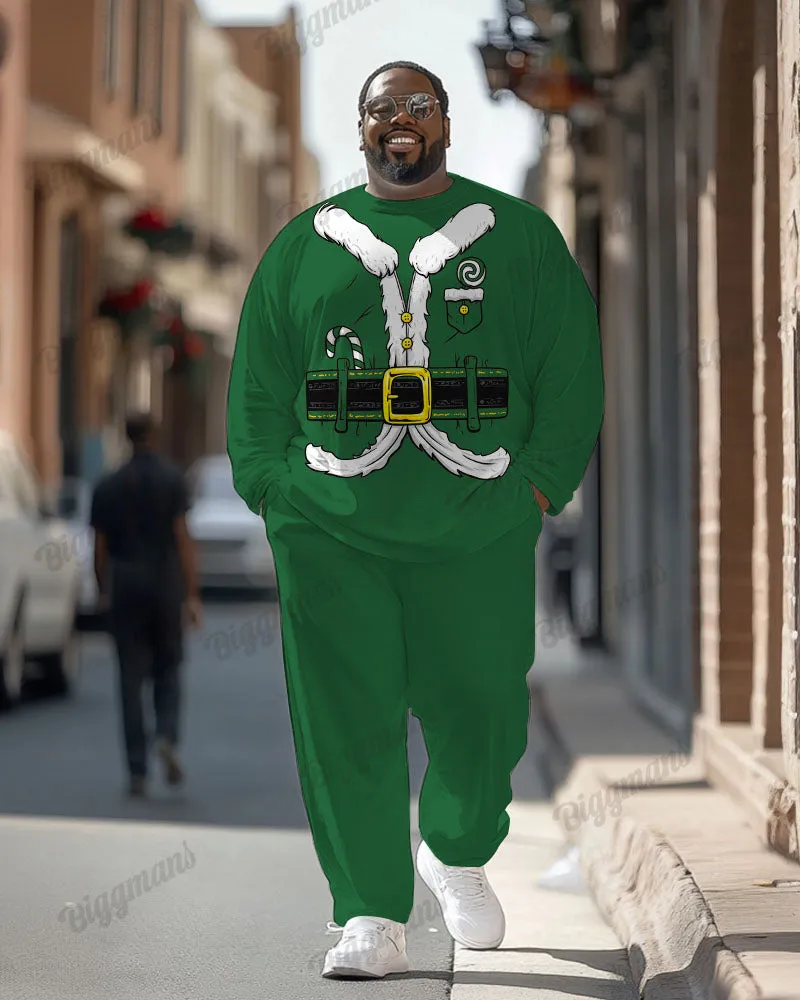 Men's Plus Size Santa Claus Cosplay Printed Long Sleeve T-Shirt Trousers Suit sold by Biggmans product image thumbnail 3