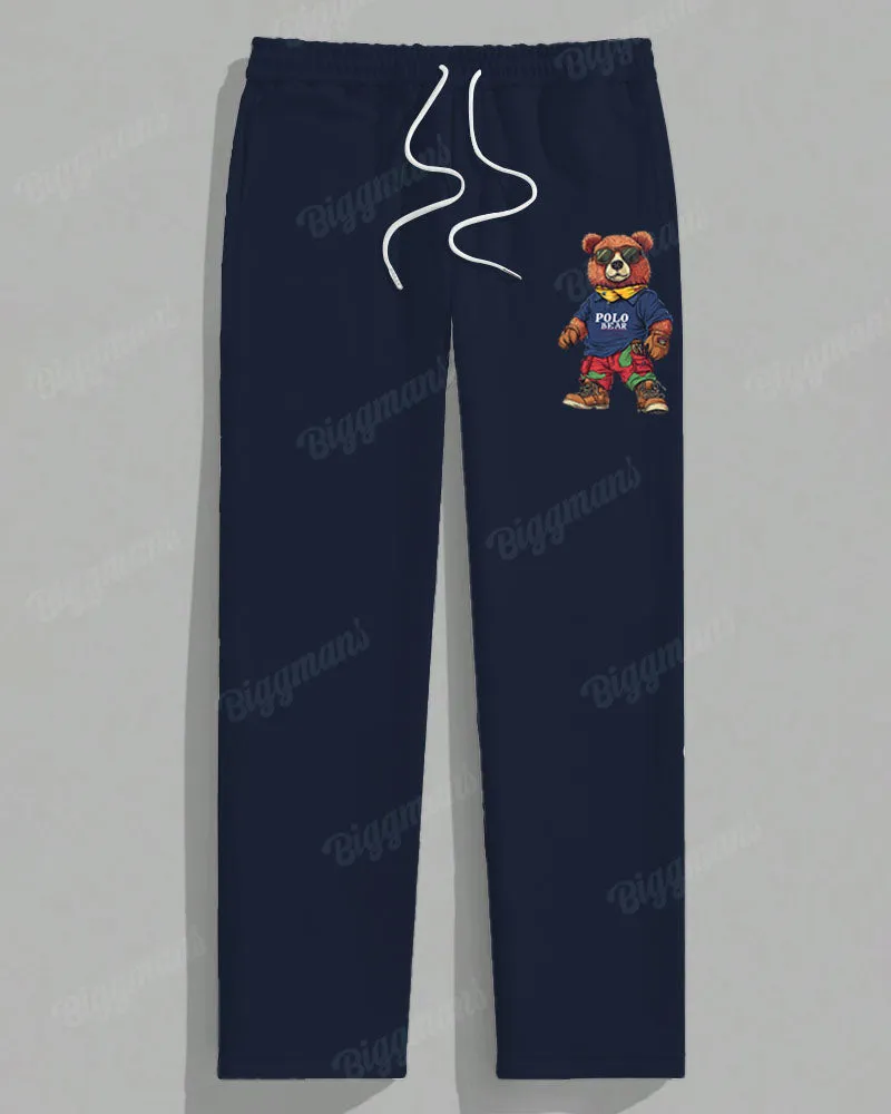 Men's Plus Size Colorblock Striped Bear Print Long Sleeve T-Shirt Trousers Suit sold by Biggmans product image thumbnail 4