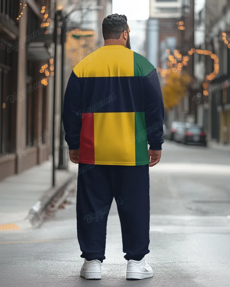 Men's Plus Size Colorblock Striped Bear Print Long Sleeve T-Shirt Trousers Suit sold by Biggmans product image thumbnail 2