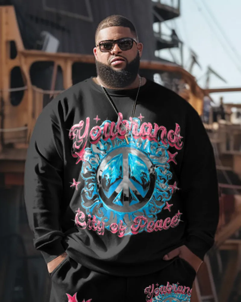 Men's Plus Size Peace Art Alphabet Sweatshirt Two-Piece Set sold by Biggmans product image thumbnail 2