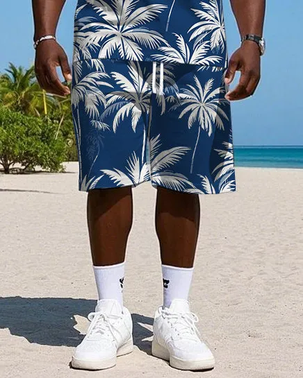 Men's Big Size Fashion Tropical White Coconut Trees Printed Hawaiian Vest and Shorts Set sold by Biggmans product image thumbnail 3