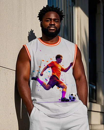 Big Men's Colorful Football Athlete Silhouette Printed Basketball Vest and Shorts Set sold by Biggmans product image thumbnail 2