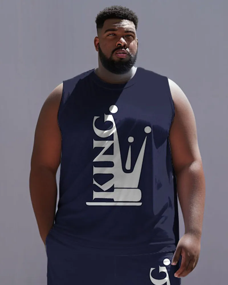 Men's Plus Size Simple King Letter Vest Sport Two-piece Set sold by Biggmans product image thumbnail 3