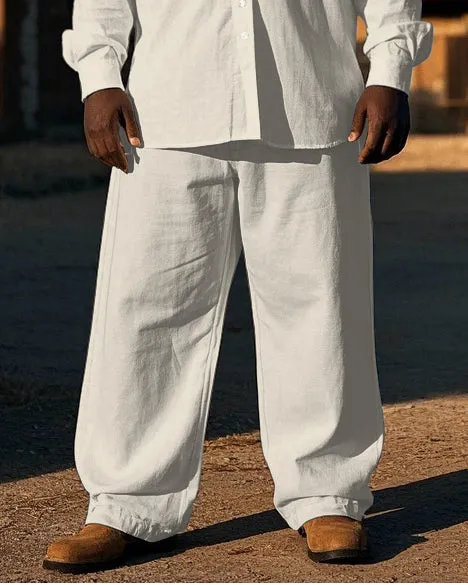 Big Guy's Western Cowboy Style Simple Embroidery Printed Casual Long Sleeve Shirt Pants Set sold by Biggmans product image thumbnail 3