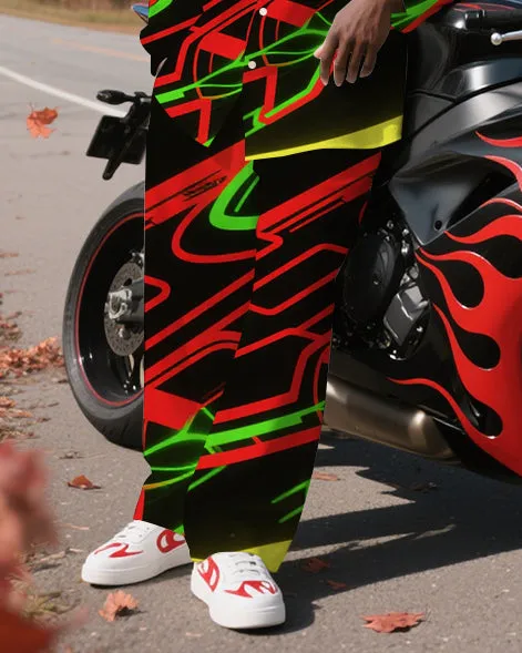 Big Men's Casual Fashion Cool Spaceship Printed Long Sleeve Shirt Pants 2-Piece Set sold by Biggmans product image thumbnail 3