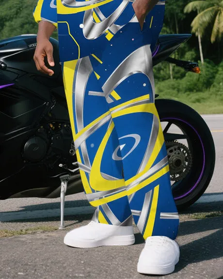 Big Guy's Daily Casual Abstract Planet Orbit Printed Long Sleeve Shirt and Pants Set sold by Biggmans product image thumbnail 3