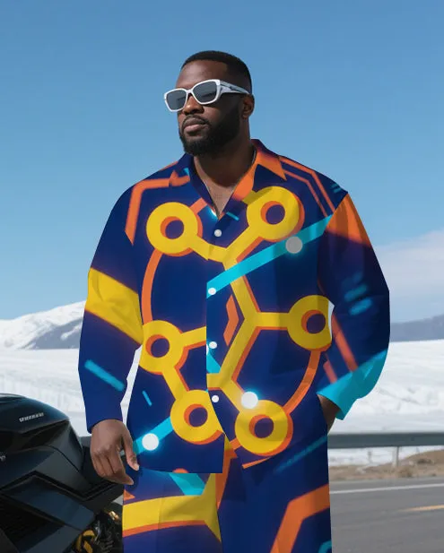 Big Men's Modern Technological Funny Cartoon Printed Long-sleeve Shirt and Pants Set sold by Biggmans product image thumbnail 2