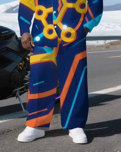 Big Men's Modern Technological Funny Cartoon Printed Long-sleeve Shirt and Pants Set sold by Biggmans product image thumbnail 3