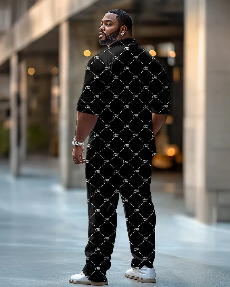 Big & Tall Men's Business Black COOL MAN Alphabet Print Long Sleeve Shirt Trousers Suit sold by Biggmans product image thumbnail 4