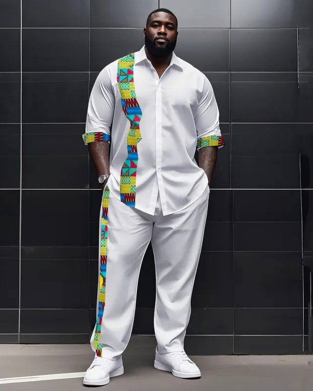 Big Boy Essential African Impression Totem Print Long Sleeve Shirt Trousers Suit sold by Biggmans