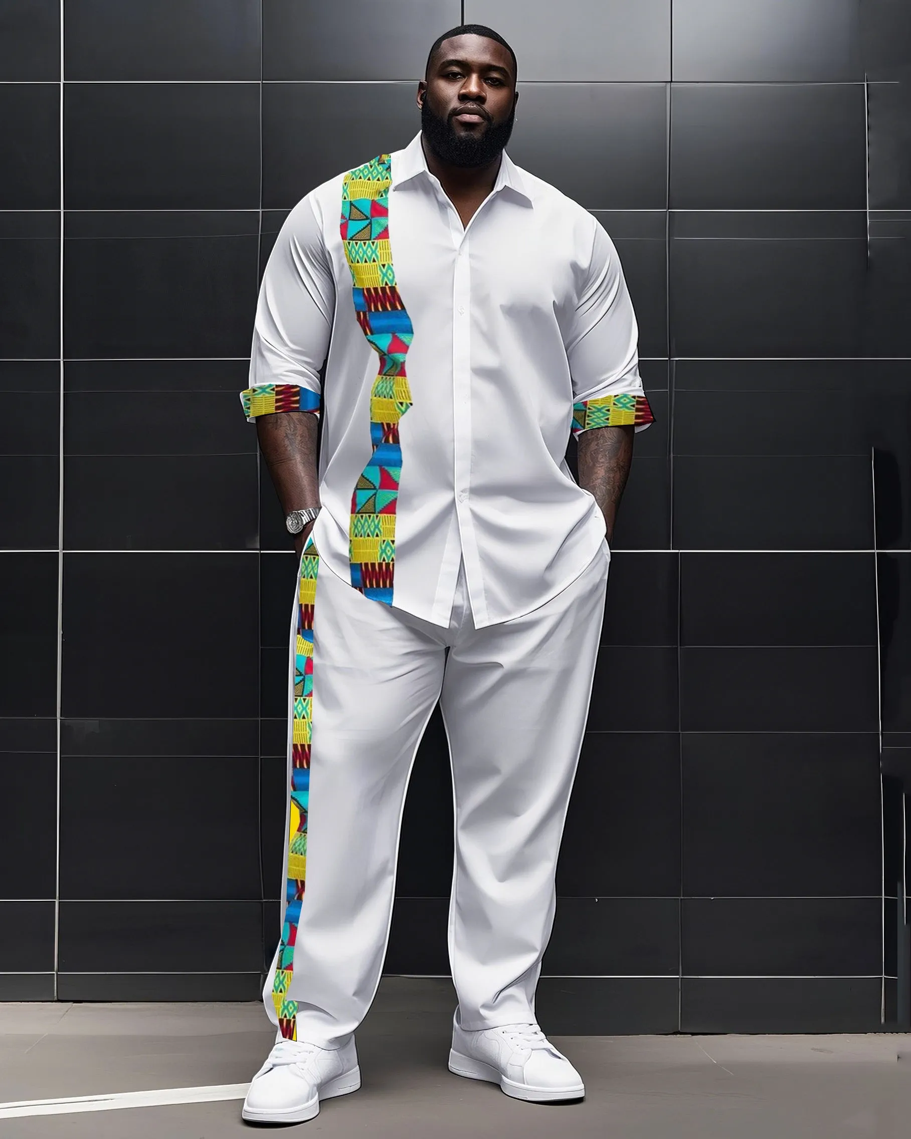 Big Boy Essential African Impression Totem Print Long Sleeve Shirt Trousers Suit sold by Biggmans