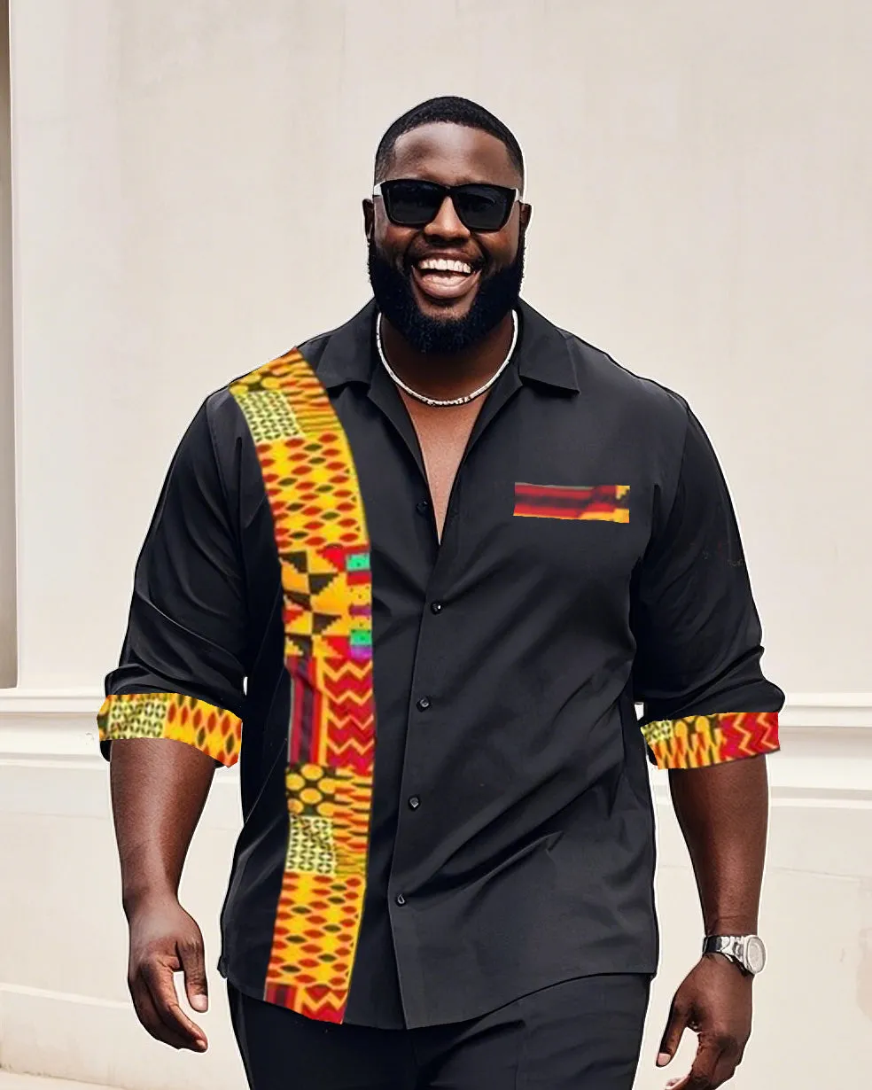 Big Boy Must-Have Fashion African Impression Totem Print Long Sleeve Shirt Trousers Suit sold by Biggmans product image thumbnail 2