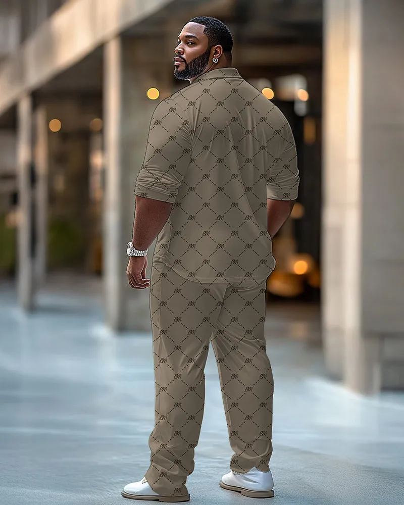 Big & Tall Men's Business Khachi BM Letter Dotted Pattern Printed Long Sleeve Shirt Pants Suit sold by Biggmans product image thumbnail 4