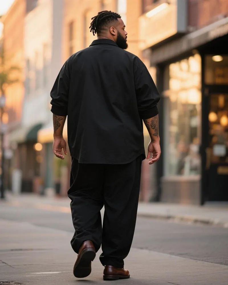 Big & Tall Men's Business Black Stripe Print Long Sleeve Shirt Trousers Suit sold by Biggmans product image thumbnail 4