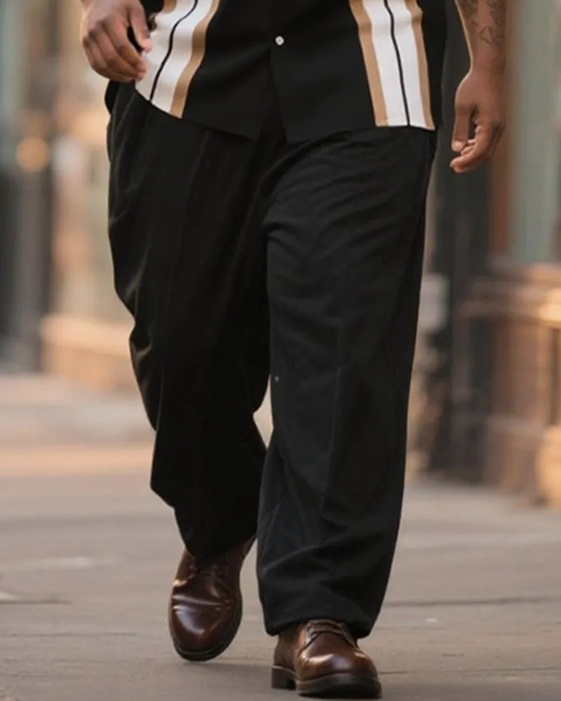 Big & Tall Men's Business Black Stripe Print Long Sleeve Shirt Trousers Suit sold by Biggmans product image thumbnail 3