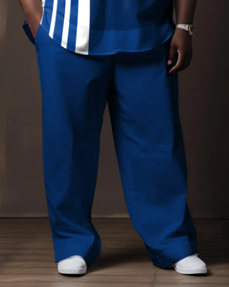 Men's Plus Size Blue Line Color Matching Gradient Longt Sleeve Walking Suit sold by Biggmans product image thumbnail 3