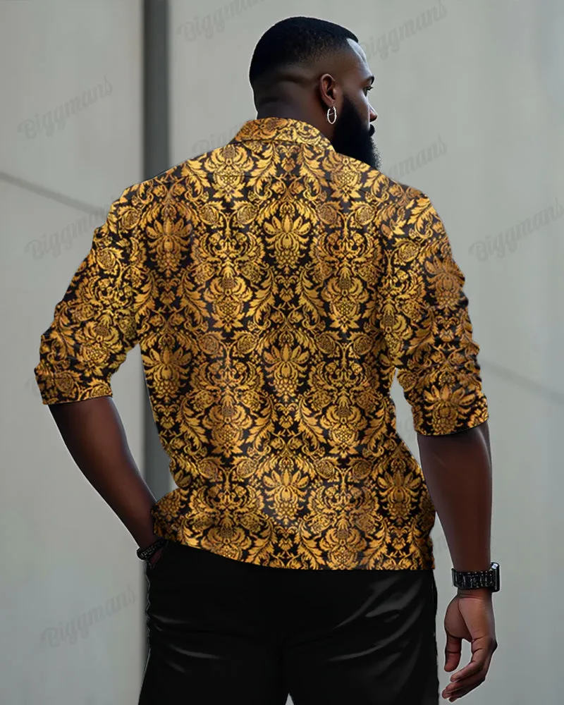 Luxury Vintage Printed Long Sleeve Lel Shirt 2 Piece Set Men's Plus Size sold by Biggmans product image thumbnail 4