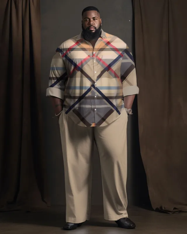 Men's Plus Size Diamond Check Graphic Gradient Long Sleeve Walking Suit sold by Biggmans