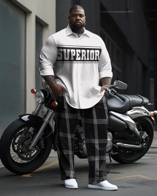 Men's Plus Size Superior Geometric Plaid Long Sleeve Walking Suit sold by Biggmans