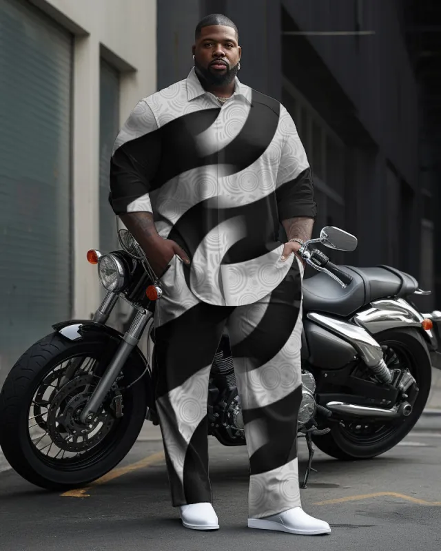 Men's Big & Tall Irregular Color Block Geometric Pattern Long Sleeve Walking Set sold by Biggmans