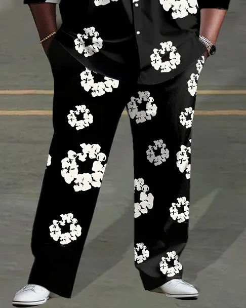 Men's Big & Tall Denim Tears Street Fashion Flower Pattern Print Long Sleeve Lapel Shirt Two-piece Set sold by Biggmans product image thumbnail 3