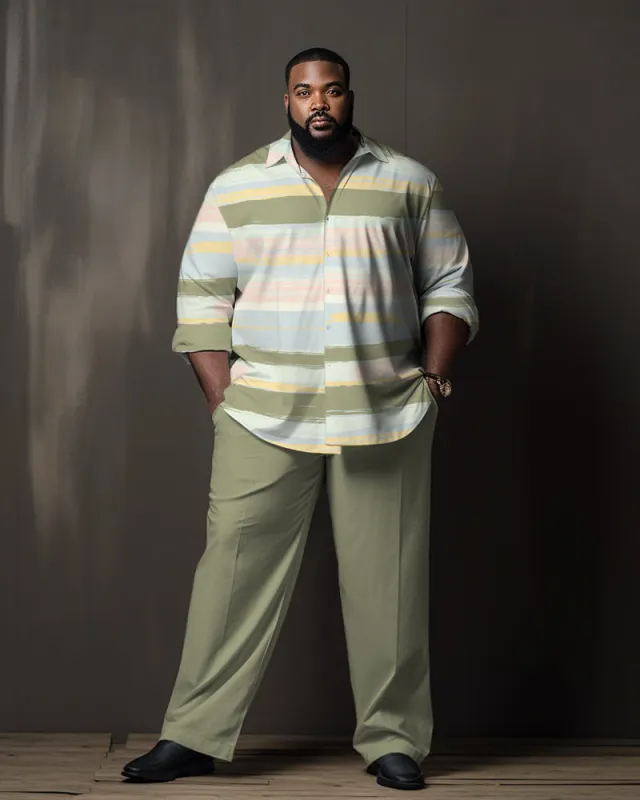 Men's Big and Tall Green Color Matching Long Sleeve Walking Suit sold by Biggmans