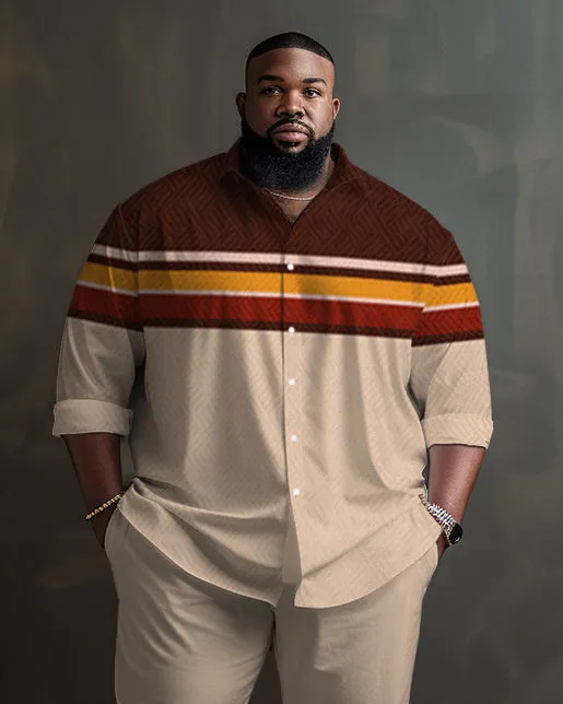 Men's Big & Tall Simple Stripes with Contrasting Colors Long Sleeve Lapel Shirt Set sold by Biggmans product image thumbnail 2