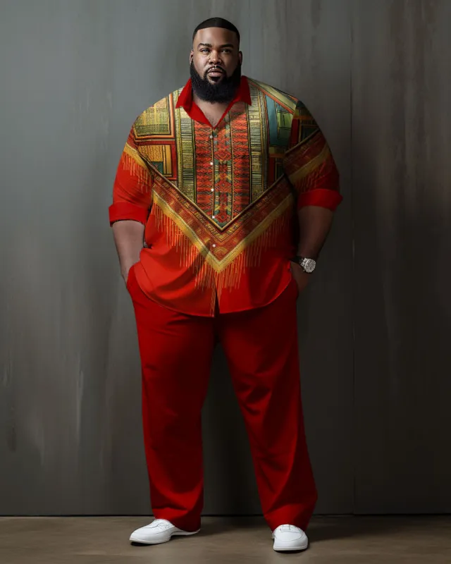 Men's Large Size Gold Totem Ethnic Long Sleeve Walking Suit sold by Biggmans