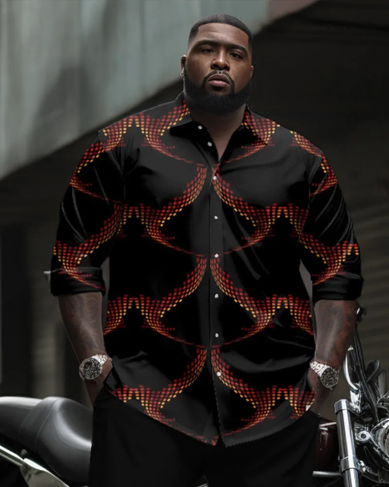 Men's Big & Tall Retro Irregular Geometric Long Sleeve Lapel Shirt 2 Piece Set sold by Biggmans product image thumbnail 2