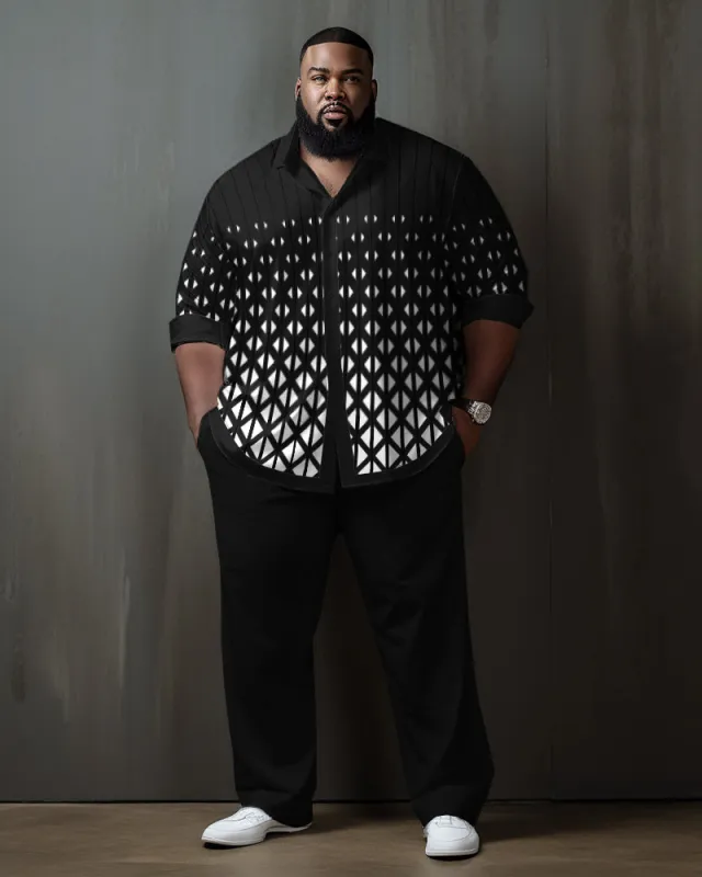 Plus Size Men's Black Diamond Lattice Gradient Long Sleeve Walking Set sold by Biggmans