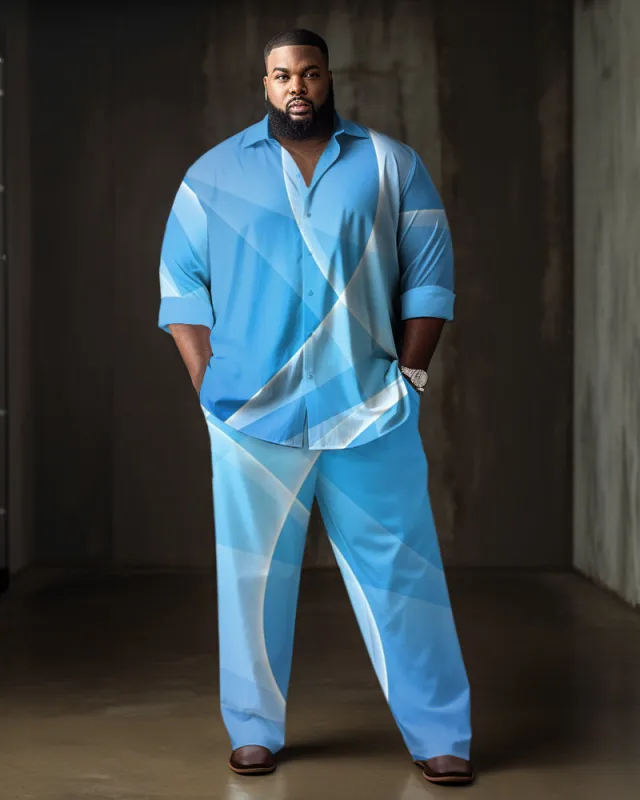 Blue Big Men's Business Abstract Rambler Two-Piece Set sold by Biggmans