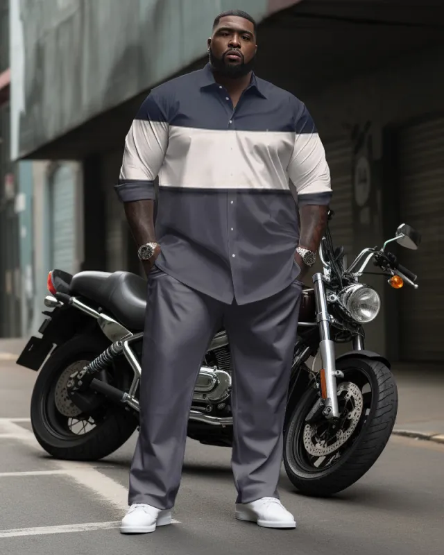 Simple Colorblock Long Sleeve Shirt 2-Piece Set Men's Big & Tall sold by Biggmans