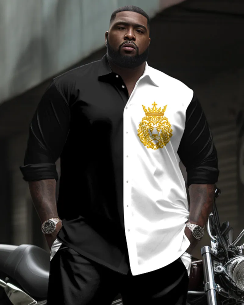 Pocket Patchwork Long Sleeve Lapel Shirt 2 Piece Set Men's Big & Tall sold by Biggmans product image thumbnail 2