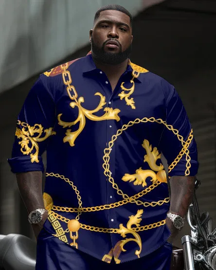 Vintage Chain Printed Long Sleeve Lapel Shirt 2 Piece Set Big & Tall Men's sold by Biggmans product image thumbnail 2