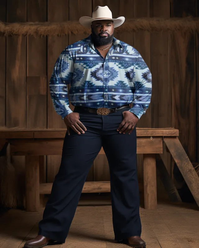Men's Big & Tall Western Totem Long Sleeve Shirt and Pants 2-Piece Set sold by Biggmans