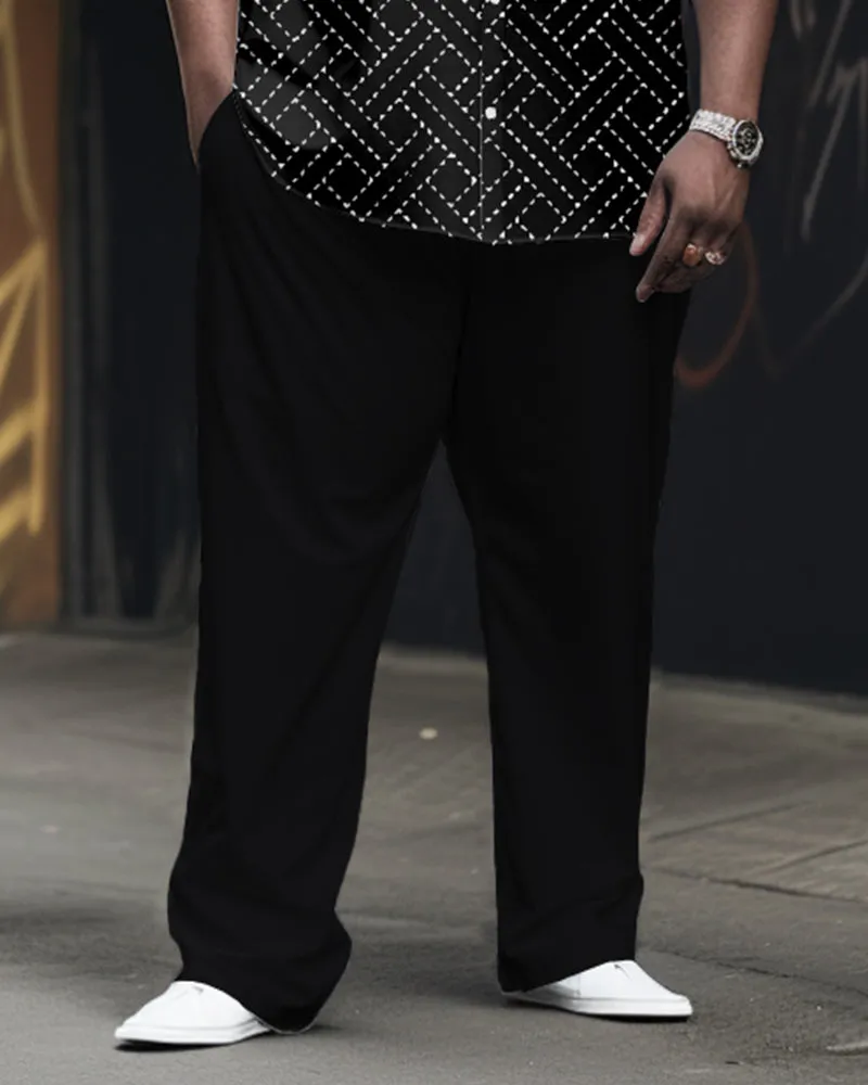 Big Men's Classic Geometric Long Sleeve Lapel Shirt 2-piece Set sold by Biggmans product image thumbnail 3