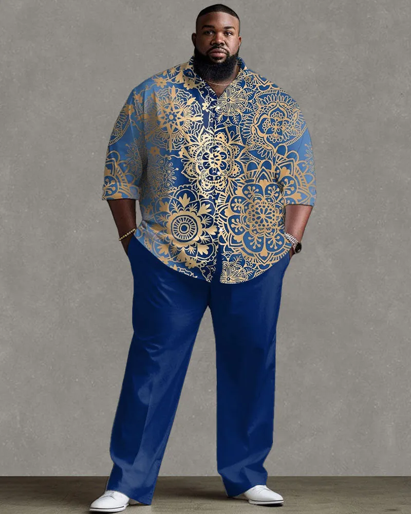Men's Big and Tall Bronzing Print Long Sleeve Shirt and Pants Outfit sold by Biggmans