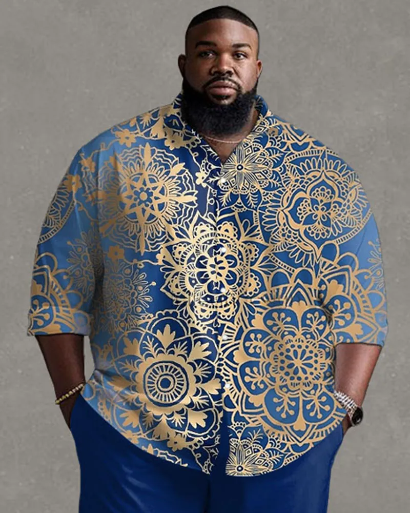 Men's Big and Tall Bronzing Print Long Sleeve Shirt and Pants Outfit sold by Biggmans product image thumbnail 2