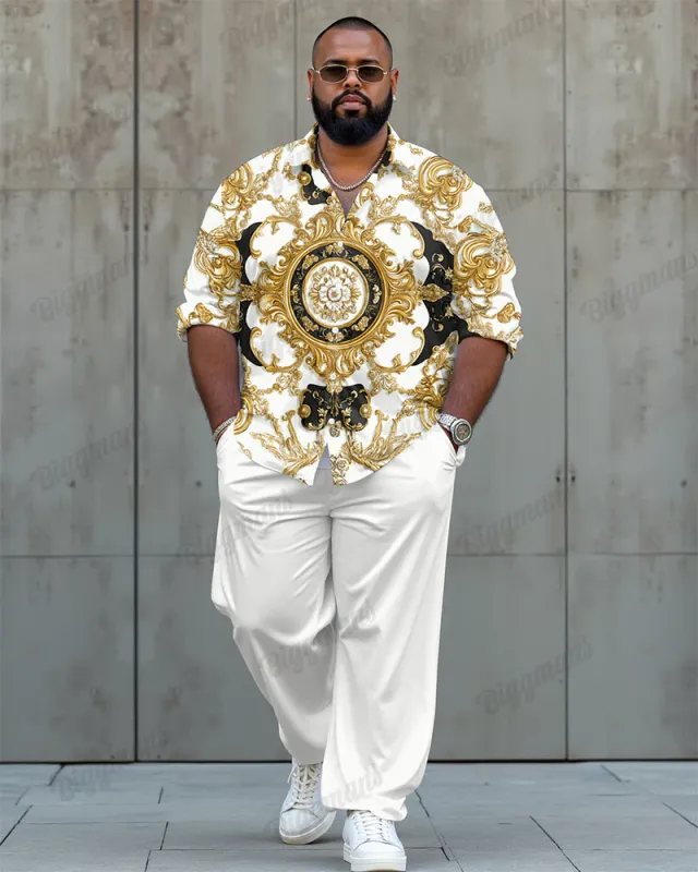 Luxury Baroque Style Printed Long Sleeve Shirt 2 Piece Set Big & Tall Men's sold by Biggmans