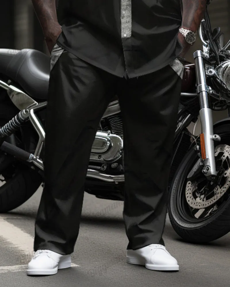 Simple Pocket Colorblock Long Sleeve Leverage Shirt 2 Piece Set Men's Big and Tall sold by Biggmans product image thumbnail 3