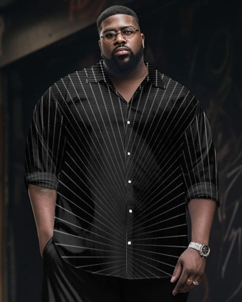 Big Men's Casual Business Line Long Sleeve Shirt Trousers Set sold by Biggmans product image thumbnail 2