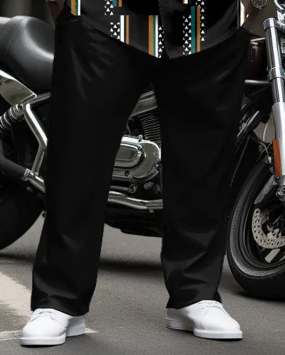 Men's Plus Size Light Business Geometric Print Long Sleeve Lapel Shirt 2-Piece Set sold by Biggmans product image thumbnail 3